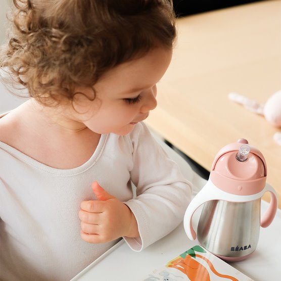 Beaba Stainless Steel Straw Cup Old Pink