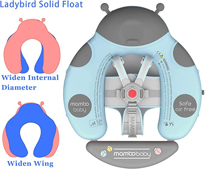 Mambo Baby Chest Float Canopy & tail - Water proof - Beetle ( 3 months - 2 yrs) - Blue