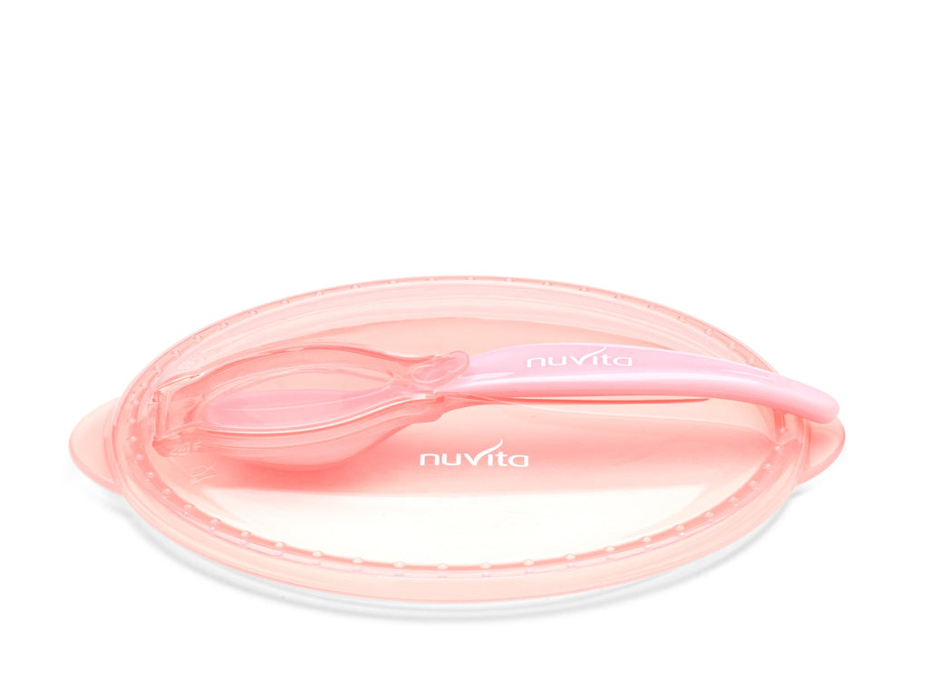 Nuvita Bowl with lid, spoon and suction cup. Pink