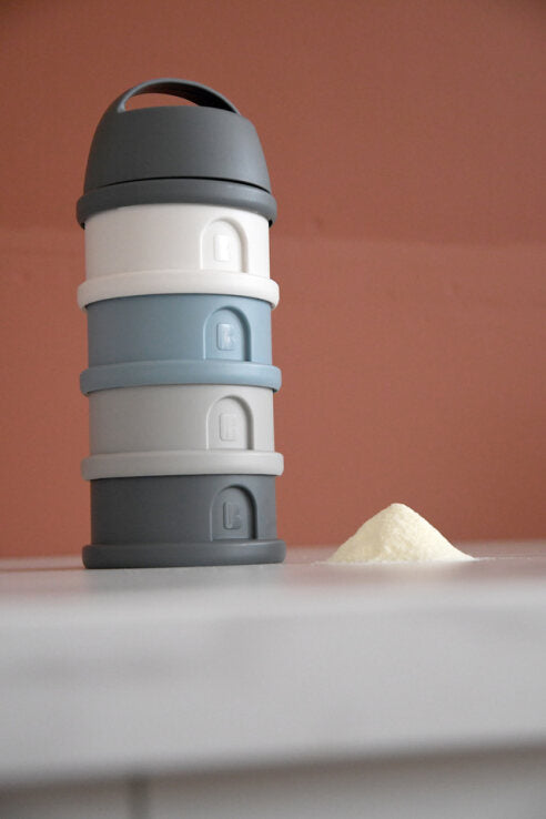 Beaba Formula Milk Container - 4 Compartments - Mineral grey/blue