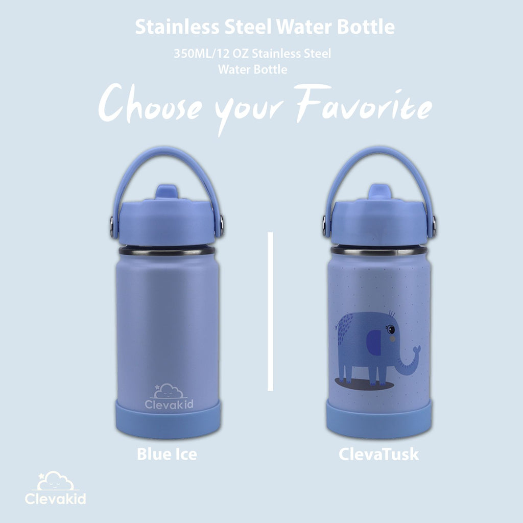 Clevakid Stainless Steel Water Bottle Blue Ice- 350ML\12 OZ - ClevaTusk Friend