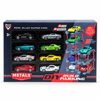 Die-Cast Cars Set with DIY Parking Tower – 8 Cars