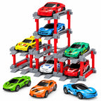 Die-Cast Cars Set with DIY Parking Tower – 8 Cars