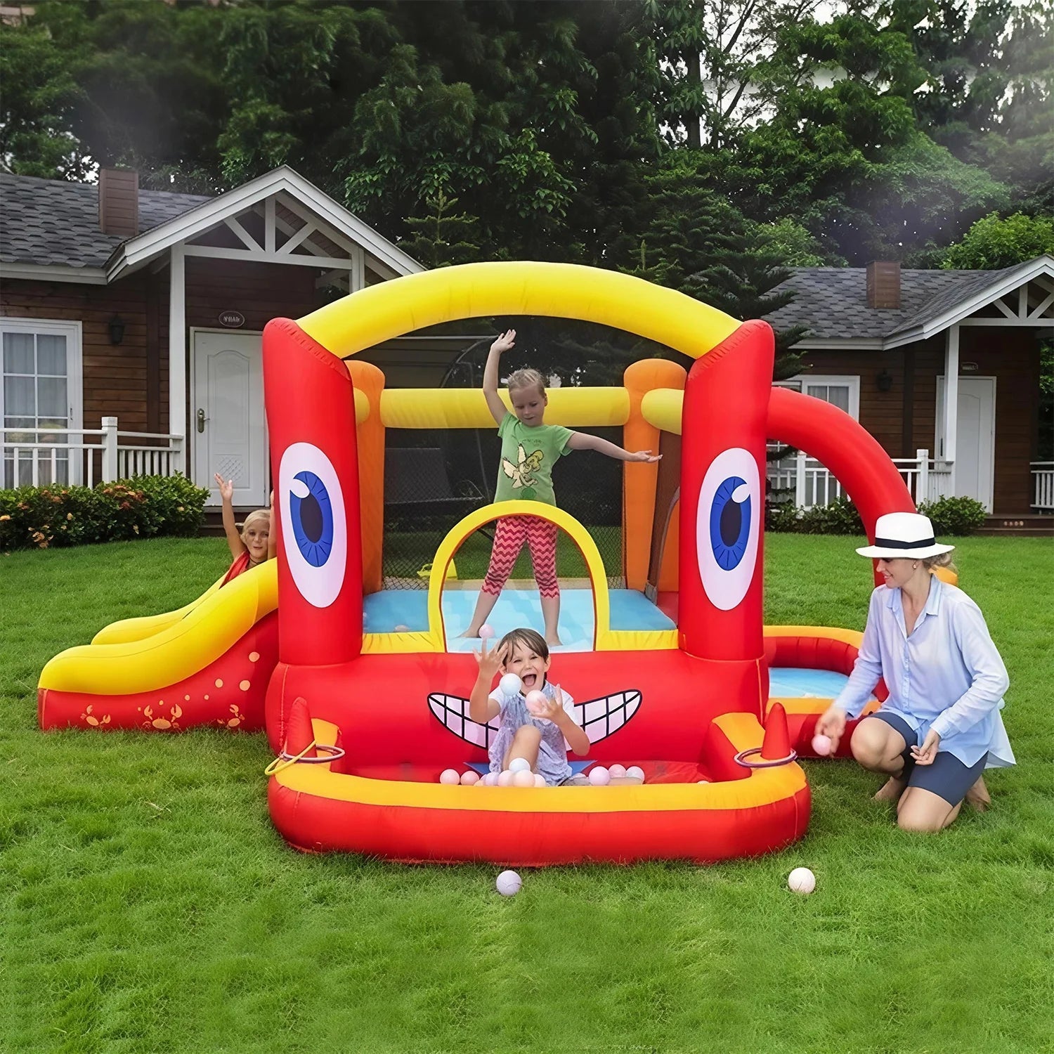 Doctor Dolphin Inflatable Bounce Castle with Slide (395×295×195 CM)