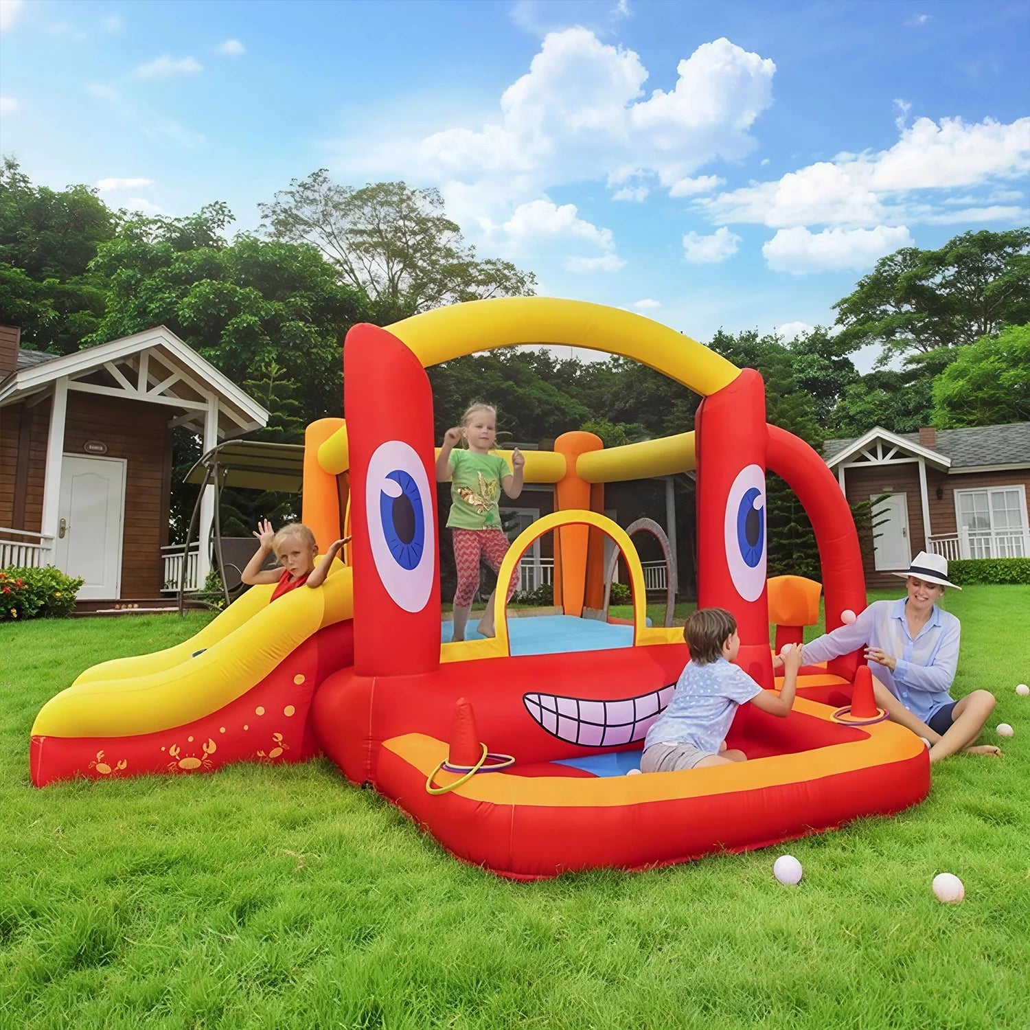 Doctor Dolphin Inflatable Bounce Castle with Slide (395×295×195 CM)