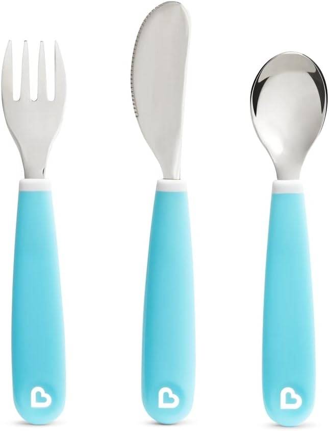 Munchkin Splash™ Toddler Fork, Knife & Spoon Set - Blue  18 months +