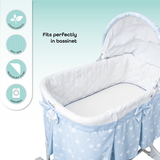 MOON CRIB & PRAM MATTRESS Classic Foam Moses Basket Mattress, White