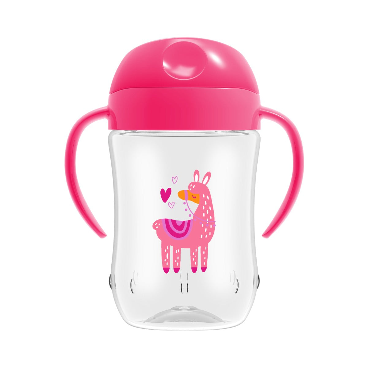 Dr.Brown's 9 oz/270 ml Soft-Spout Toddler Cup w/ Handles - Pink Llama Deco (9m+), 1-Pack