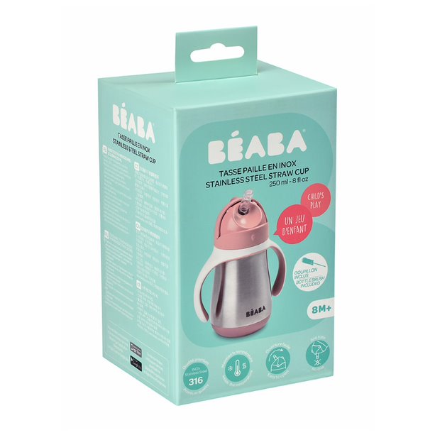 Beaba Stainless Steel Straw Cup Old Pink