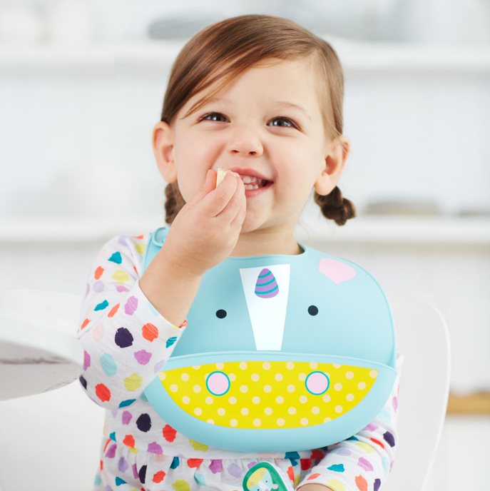 SKIP HOP - ZOO FOLD & GO SILICONE BIB UNICORN