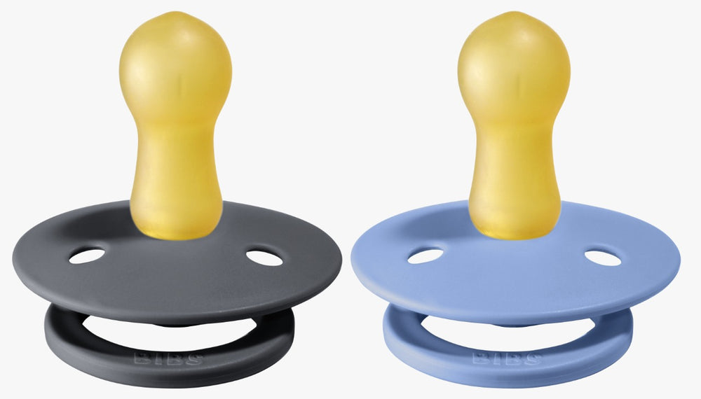 Bibs Pacifier Size 2 - Toddler 6-18M (2pcs) Iron/Sky Blue