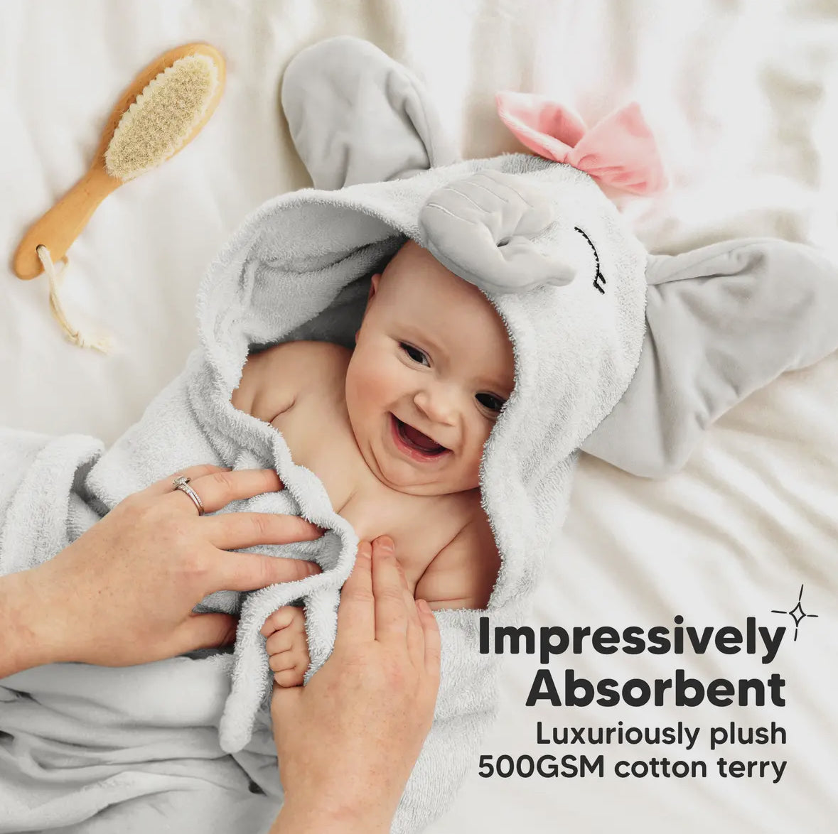 Elephant Girl Hooded Baby Bath Towels for Newborn