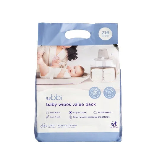 Ubbi Baby Wipes, 3pk White