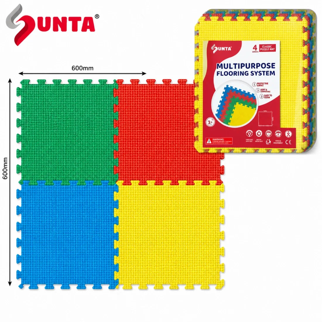 EVA Foam Puzzle Mat 4 Pieces, 24inch Multipurpose Gym Play Floor Protection