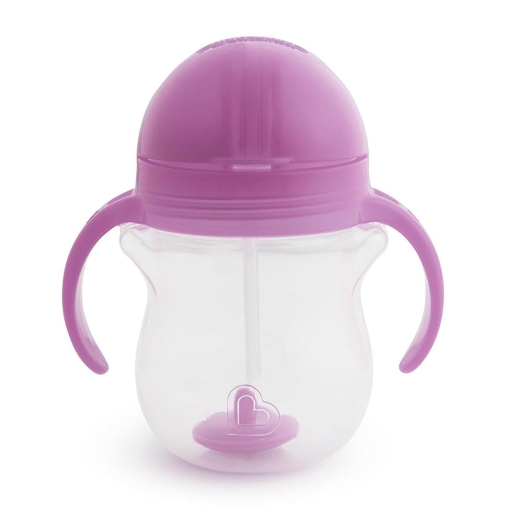 Munchkin sippy cup any angle click lock weighted straw 7 oz purple 6 months +