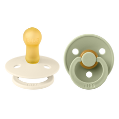 Bibs Colour 2 Pack Latex Size 2 6-18months Ivory/Sage