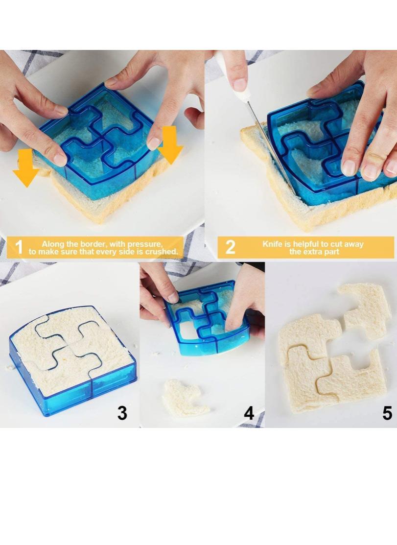 Fun box PLASTIC SANDWICH & FOOD CUTTER - PUZZLE SHPES - BLUE