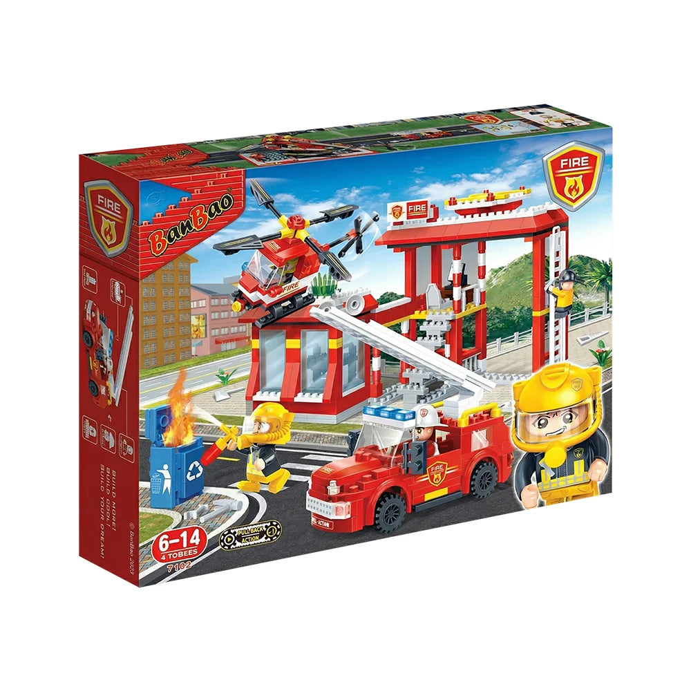 Fire Station Building Blocks Playset