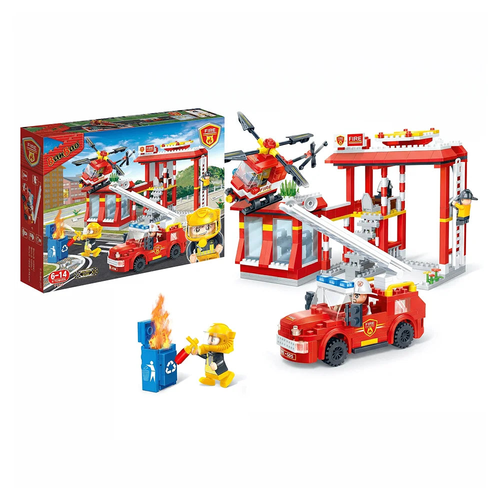 Fire Station Building Blocks Playset