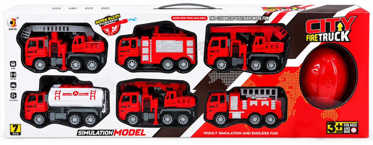 Fire Truck Friction Set – 6 Pcs