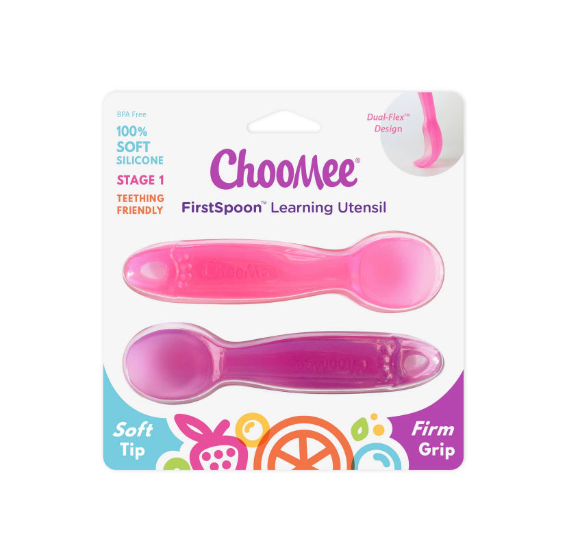 FirstSpoon Silicone Learning Utensil - Pink & Purple