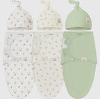 Fluer Soothe Baby Swaddles 0-3 Months with Knot Hat - Pack of 3