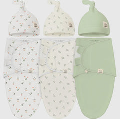 Fluer Soothe Baby Swaddles 0-3 Months with Knot Hat - Pack of 3