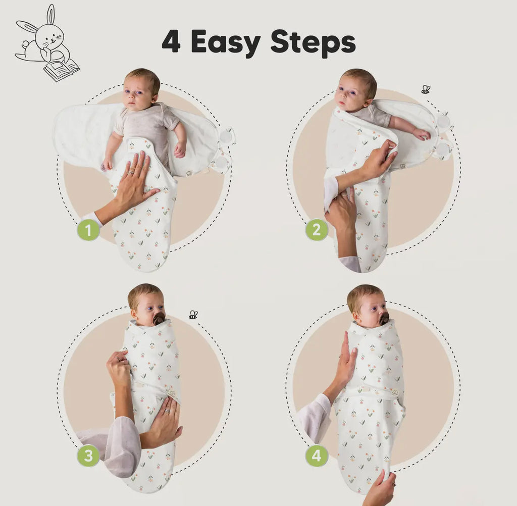 Fluer Soothe Baby Swaddles 0-3 Months with Knot Hat - Pack of 3