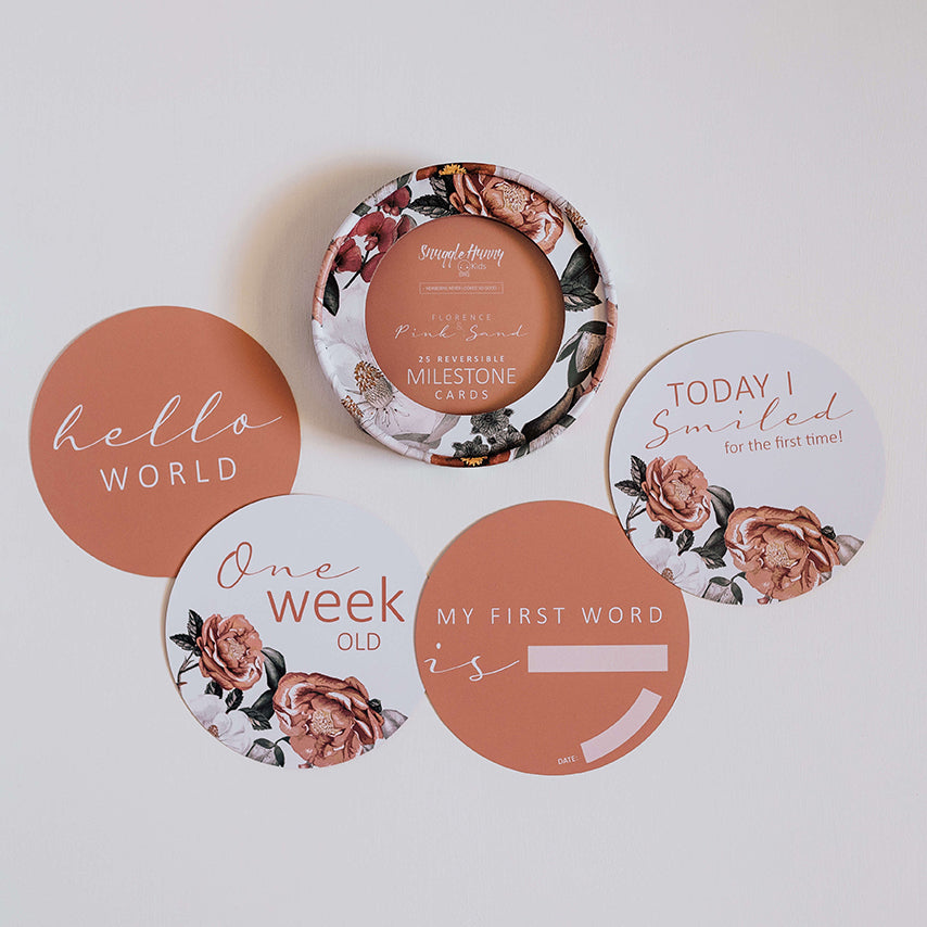 Florence and Pink Sand Reversible Milestone Cards