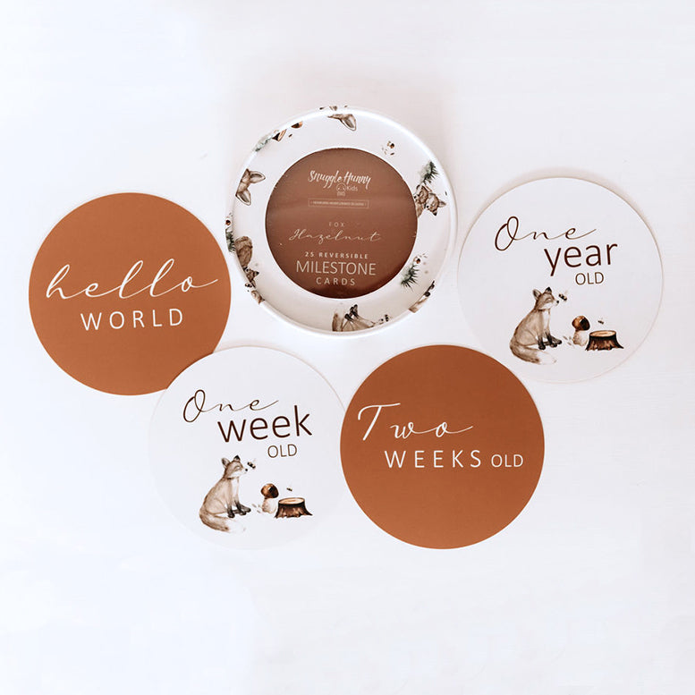 Fox and Hazelnut Reversible Milestone Cards