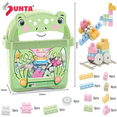 MIJOY Frog Blocks Bucket 30 Pieces Kids Building Toy