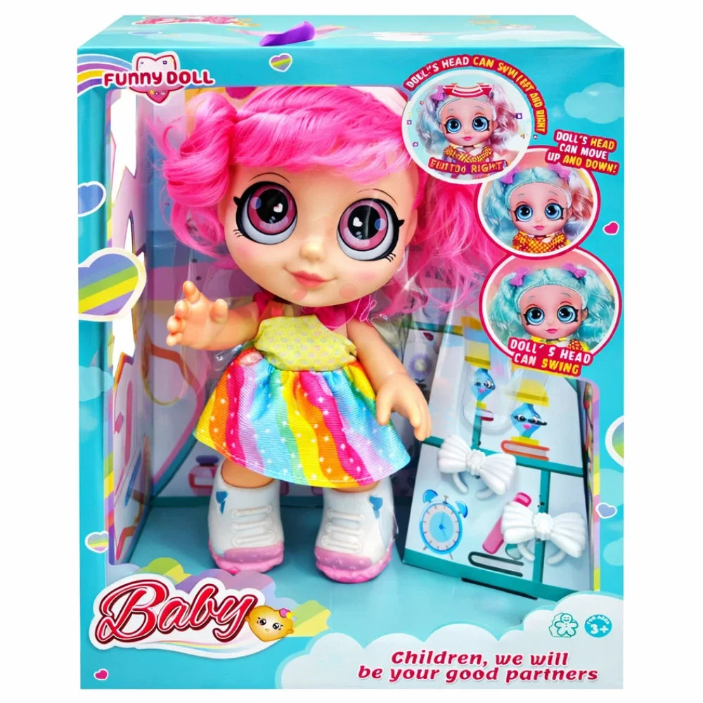 Funny Baby Doll with 3D Eyes & Moving Head – Assorted Colors