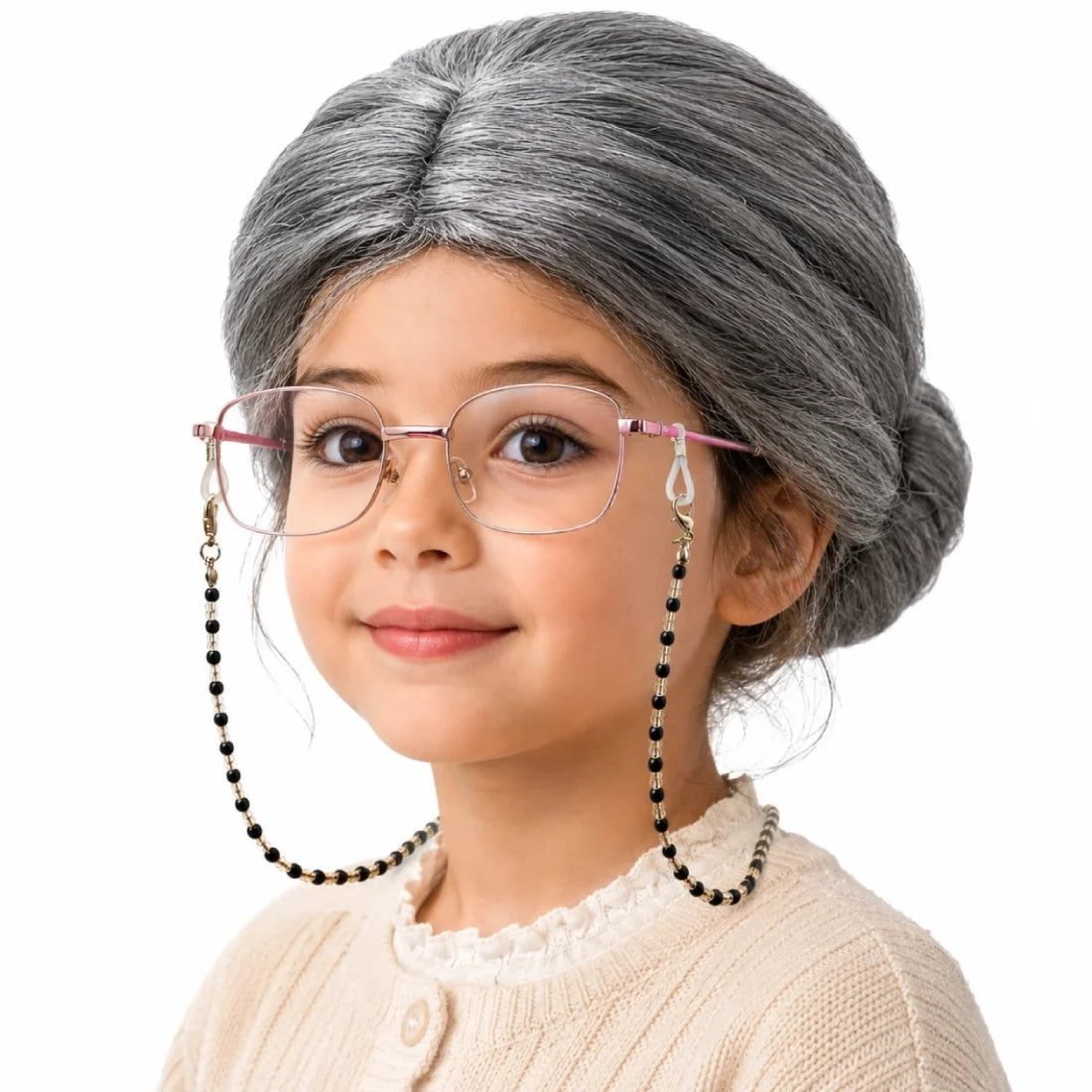 Funny Granny Costume Wig Set With Accessories