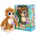 Furry Monkey Interactive Plush Toy with Bottle