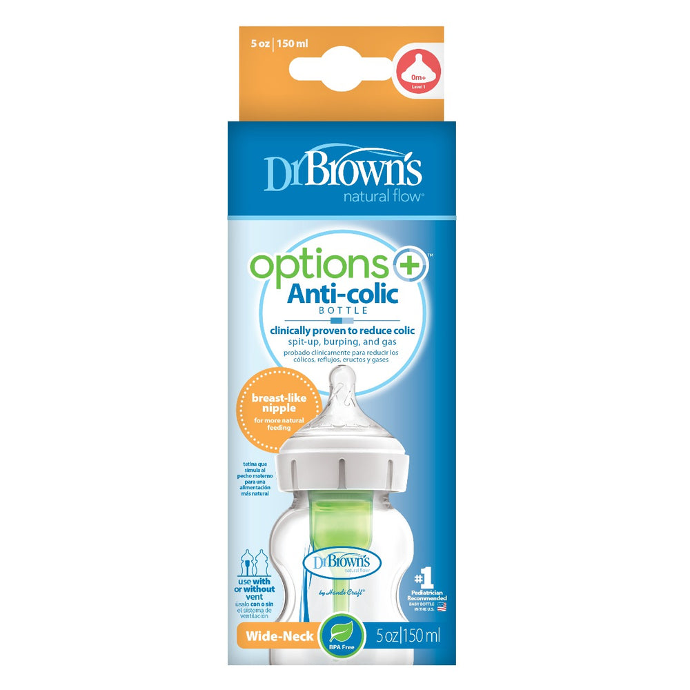 Dr.Brown's 5 oz/150 ml PP Wide-Neck Options+ Bottle, 1-Pack