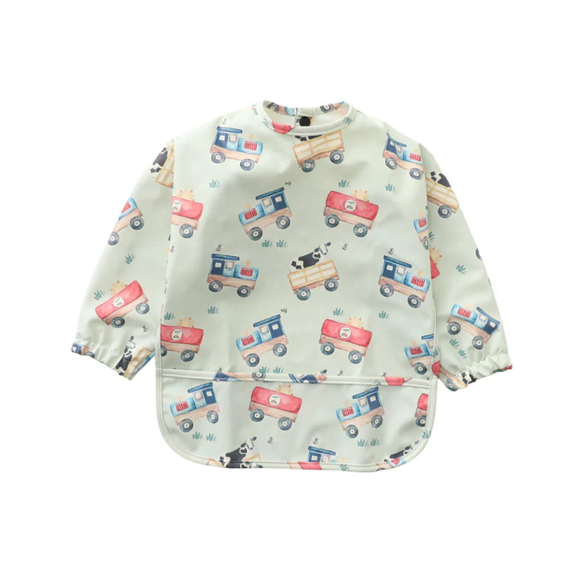 Green Car Smock Bib (1-3 years)