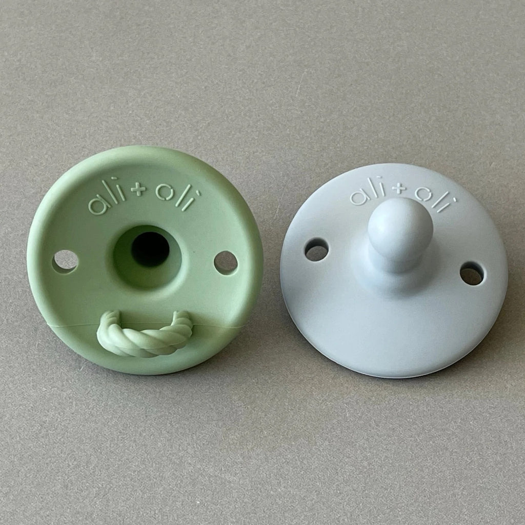 Grey and Sage Round Silicone Pacifier - Set of 2