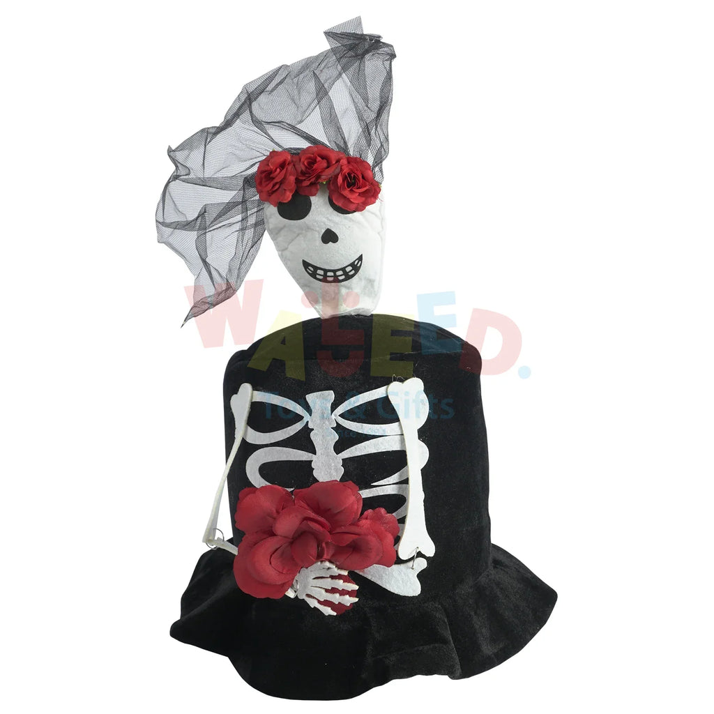 Halloween Skeleton Hat with Flower Decoration