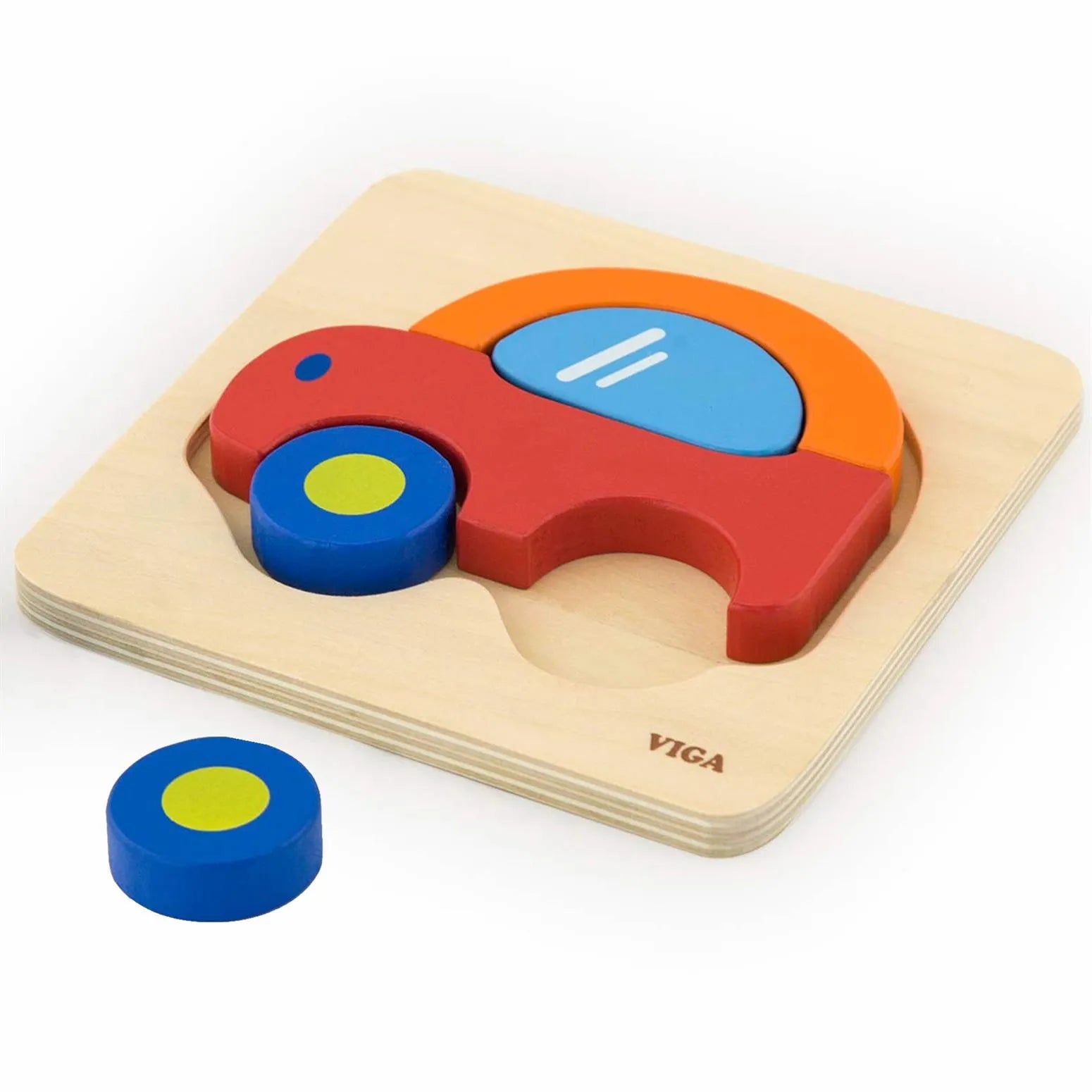 VIGA Wooden Car Puzzle Kids Handy Block Learning Toy