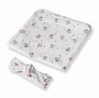 Heart Organic Jersey Wrap and Topknot Set