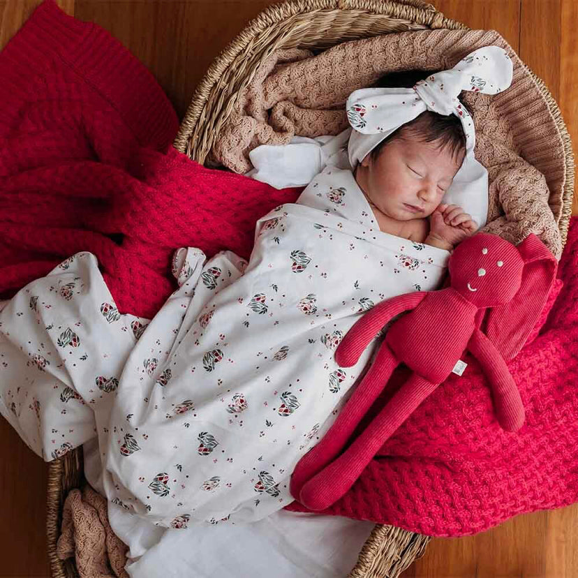 Heart Organic Jersey Wrap and Topknot Set