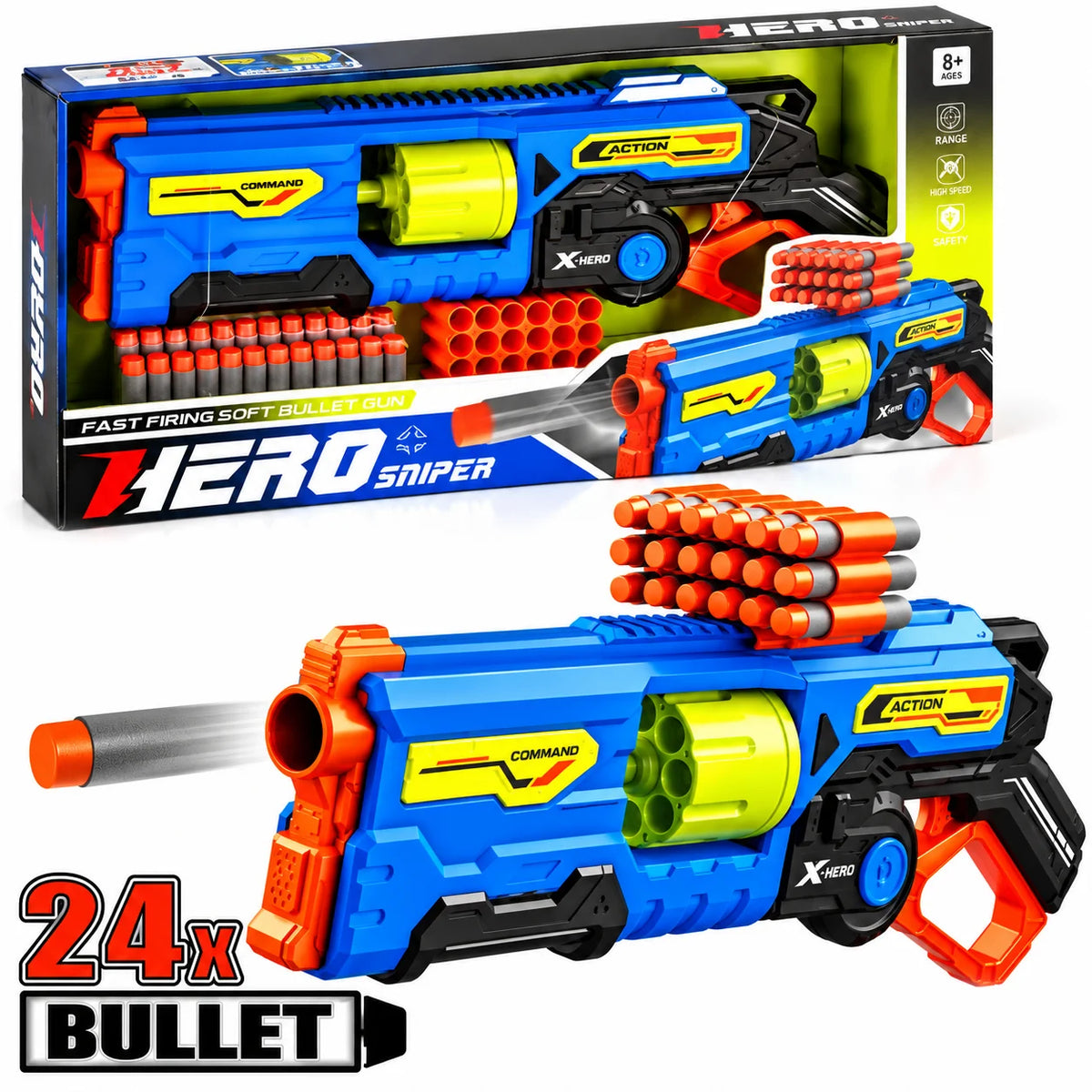 Hero Sniper Soft Foam Dart Blaster – 24 Darts