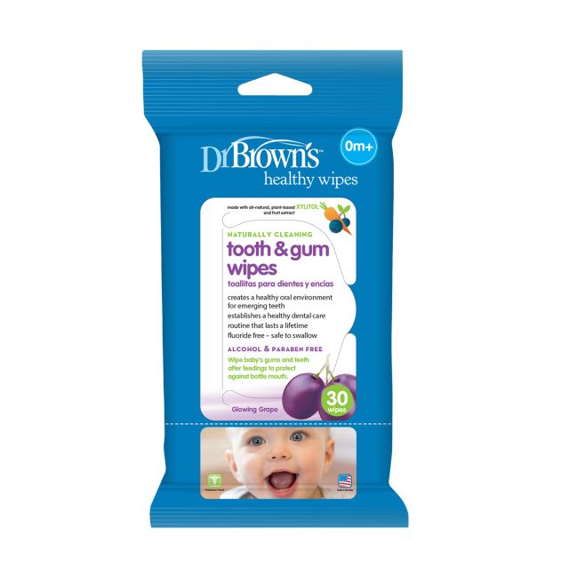 DR BROWNS Tooth & Gum Wipes, 30-Pack
