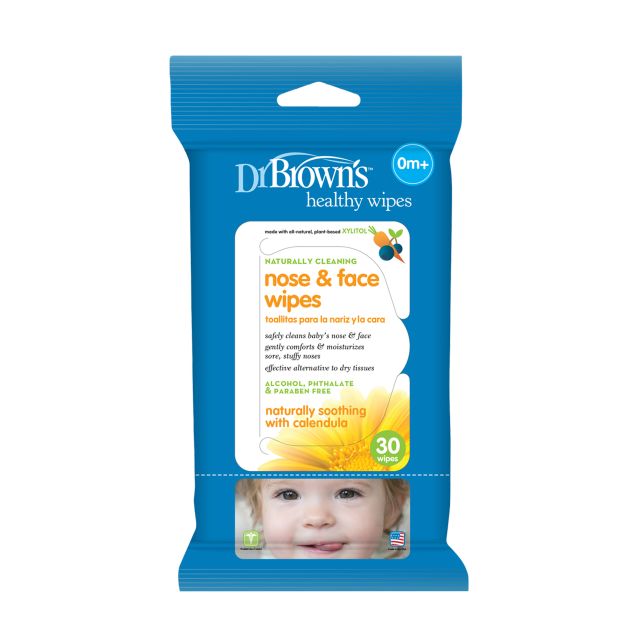 DR BROWNS Nose & Face Wipes, 30-Pack