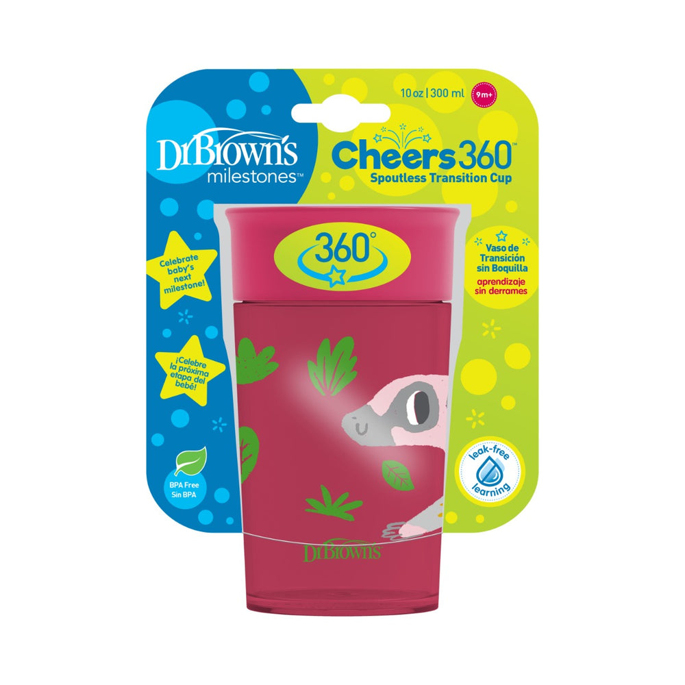 Dr.Brown's Smooth Wall Cheers 360 Cup, 10 oz/300 ml, Red Deco (9m+), 1Pack