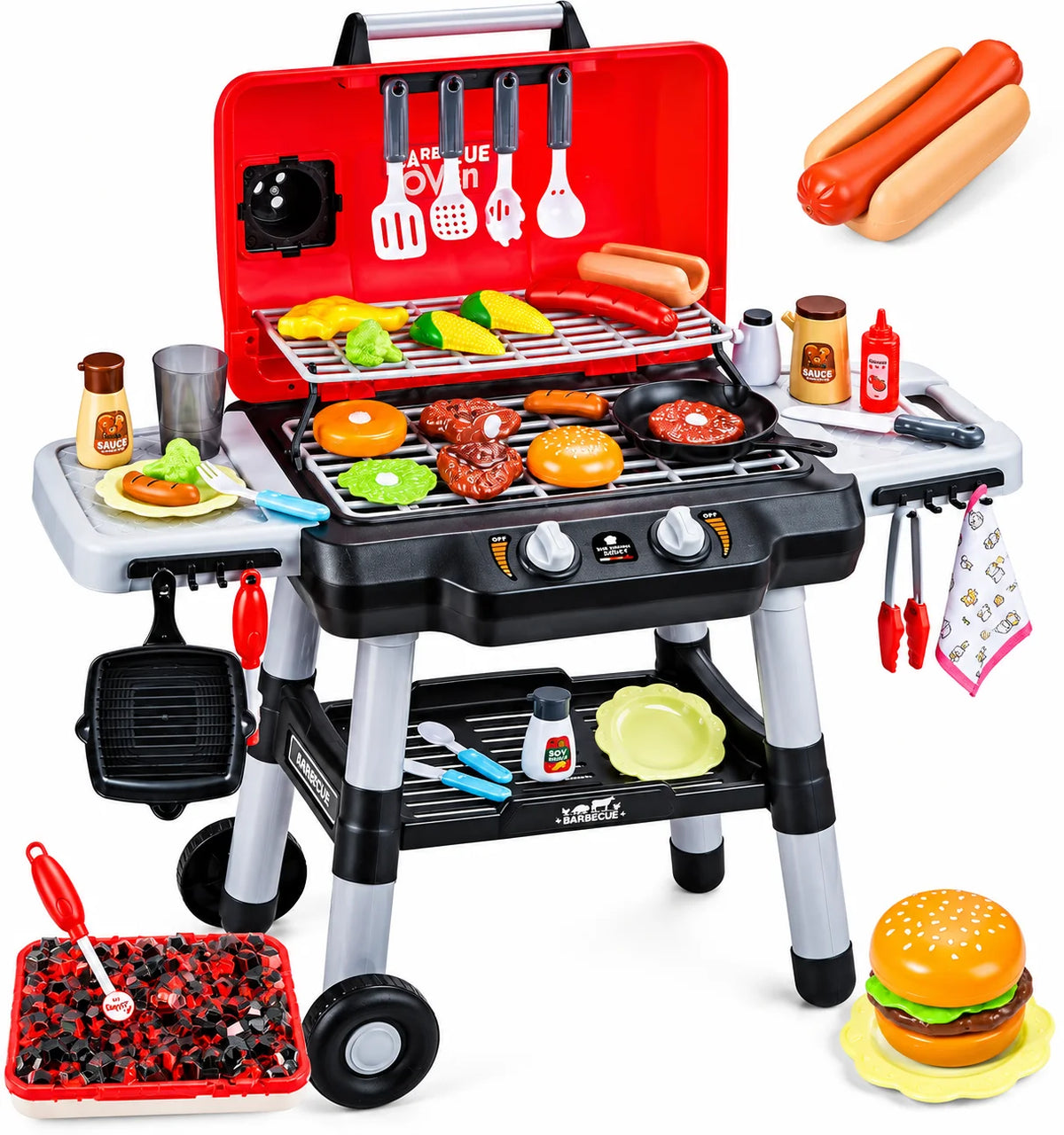 Home Barbecue Grill Playset with Light, Sound & Smoke Spray