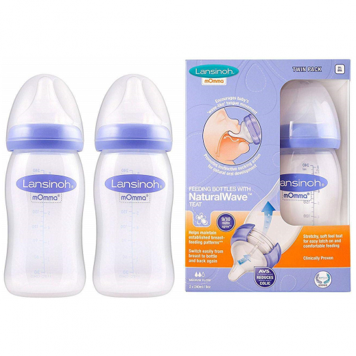 Lansinoh - Feeding Bottle with NaturalWave 240ml x 2