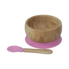 Mori Mori round bowl with spoon and silicone suction pink
