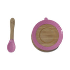 Mori Mori round bowl with spoon and silicone suction pink