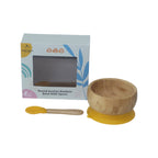 Mori Mori round bowl with spoon and silicone suction yellow